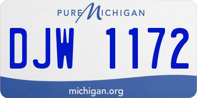MI license plate DJW1172