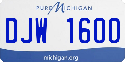 MI license plate DJW1600
