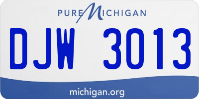 MI license plate DJW3013