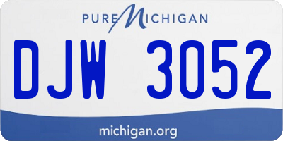 MI license plate DJW3052