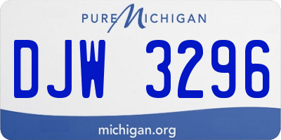 MI license plate DJW3296