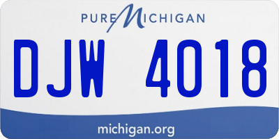 MI license plate DJW4018