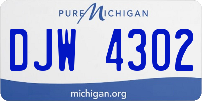 MI license plate DJW4302