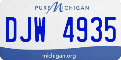 MI license plate DJW4935
