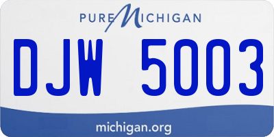 MI license plate DJW5003