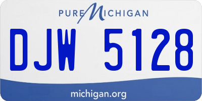 MI license plate DJW5128