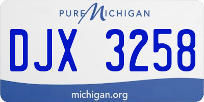 MI license plate DJX3258