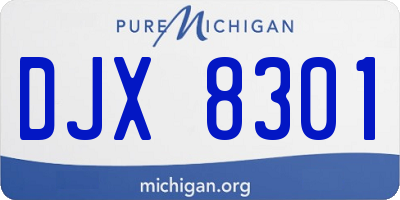 MI license plate DJX8301