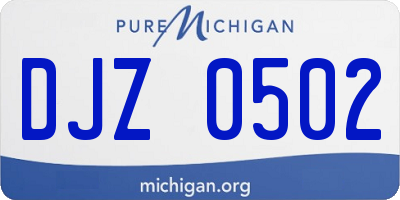 MI license plate DJZ0502