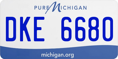 MI license plate DKE6680