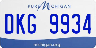 MI license plate DKG9934