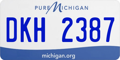 MI license plate DKH2387