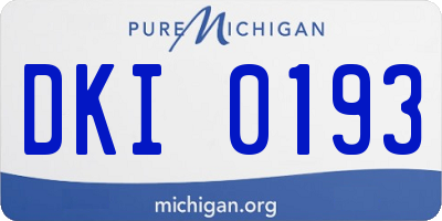 MI license plate DKI0193