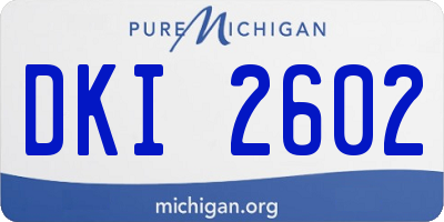 MI license plate DKI2602
