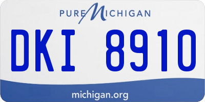 MI license plate DKI8910