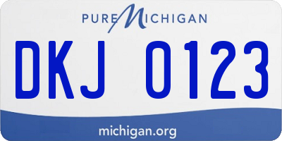 MI license plate DKJ0123