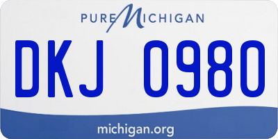 MI license plate DKJ0980