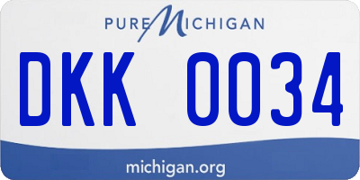 MI license plate DKK0034