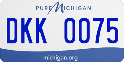 MI license plate DKK0075