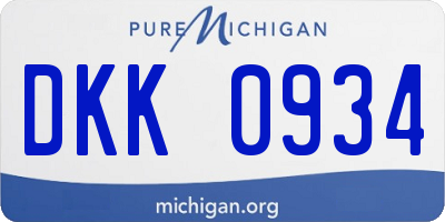 MI license plate DKK0934