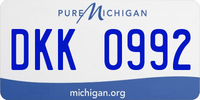 MI license plate DKK0992