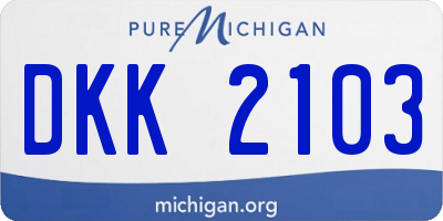 MI license plate DKK2103