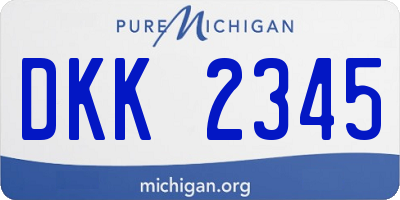 MI license plate DKK2345