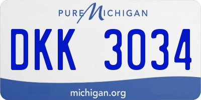 MI license plate DKK3034