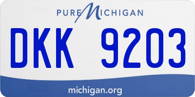MI license plate DKK9203