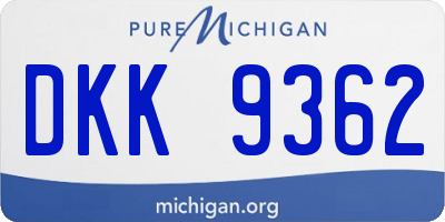 MI license plate DKK9362