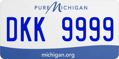 MI license plate DKK9999