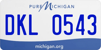 MI license plate DKL0543