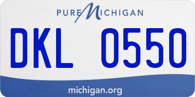MI license plate DKL0550