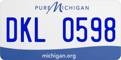 MI license plate DKL0598