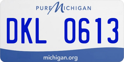 MI license plate DKL0613