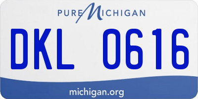 MI license plate DKL0616