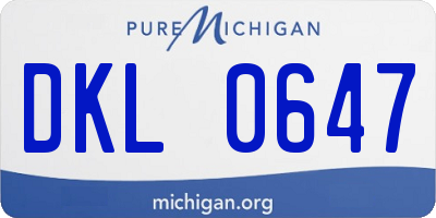 MI license plate DKL0647