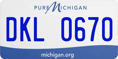 MI license plate DKL0670