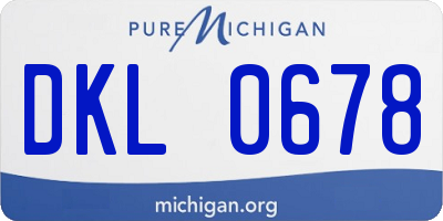 MI license plate DKL0678