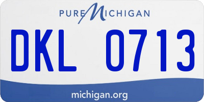 MI license plate DKL0713