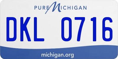 MI license plate DKL0716