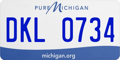 MI license plate DKL0734