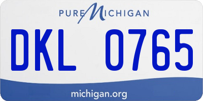 MI license plate DKL0765