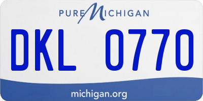 MI license plate DKL0770