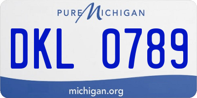 MI license plate DKL0789