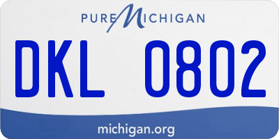 MI license plate DKL0802