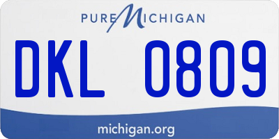 MI license plate DKL0809