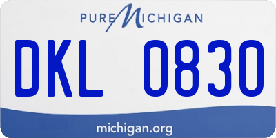 MI license plate DKL0830