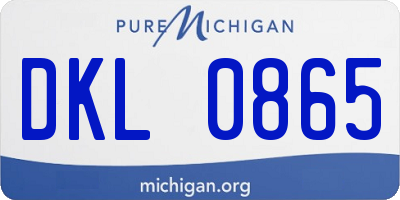 MI license plate DKL0865