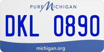 MI license plate DKL0890